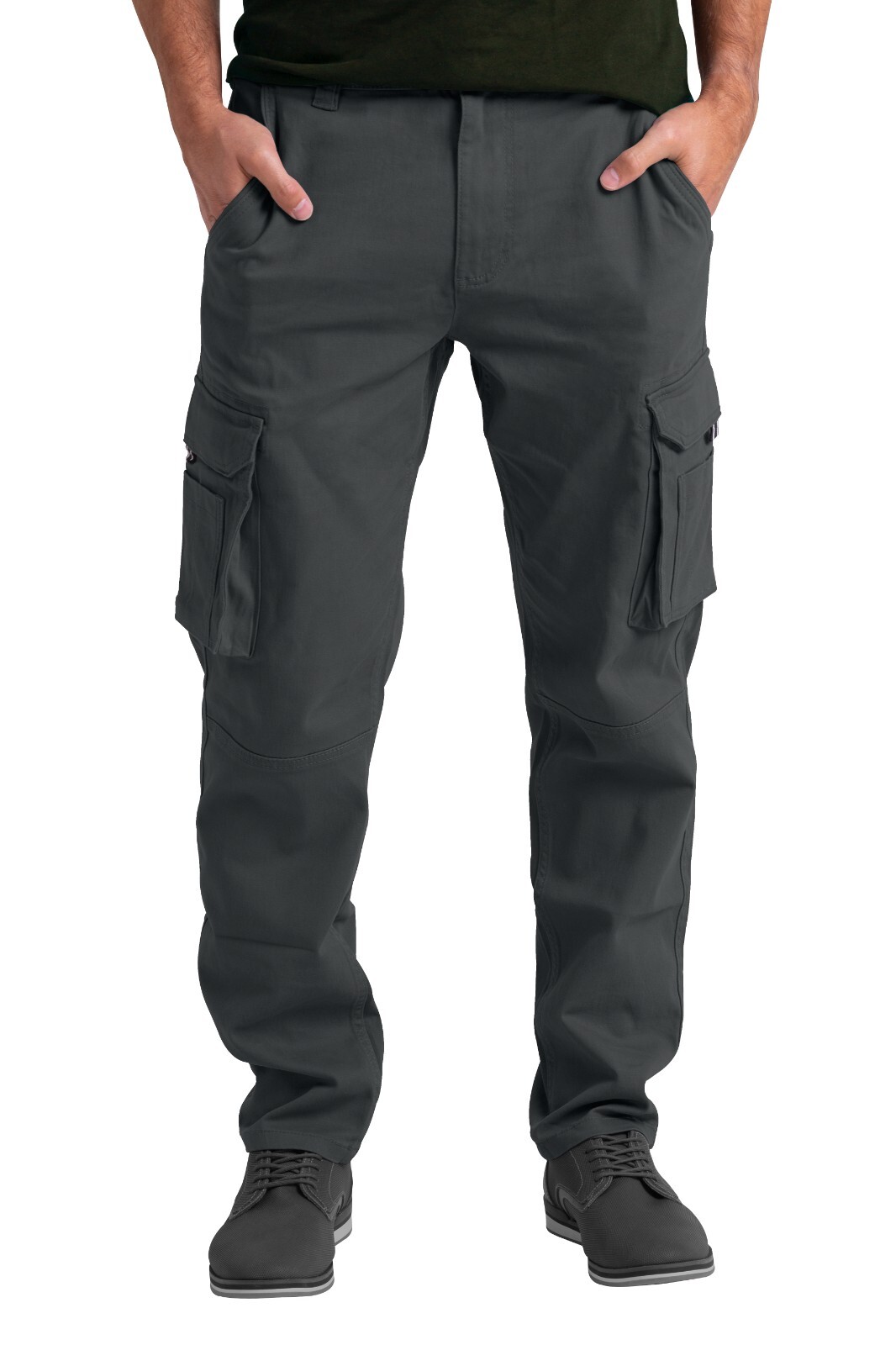 Mens Cargo Stretch Pants Classic Fit Straight Leg Outdoor Work Regular Fit Pants