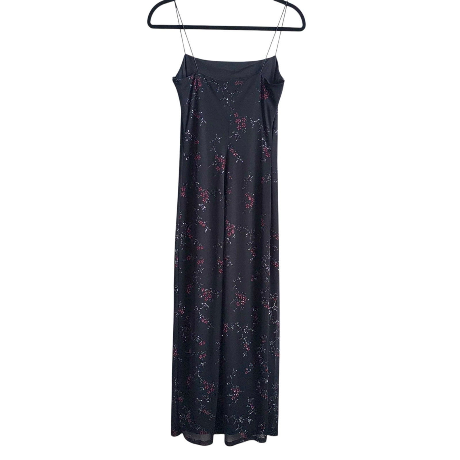 BUYER TOO Women’s Spaghetti Strap Midi Dress Size Small Black Floral Y2K Prom