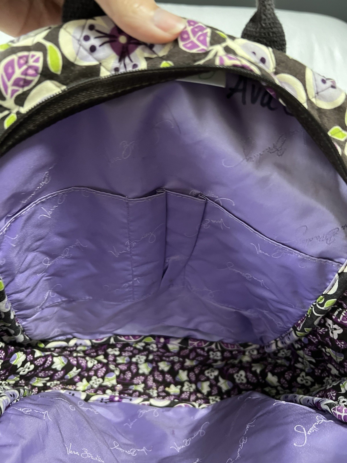 Vera Bradley Girls’ Cotton Backpack Purple Multicolor Floral