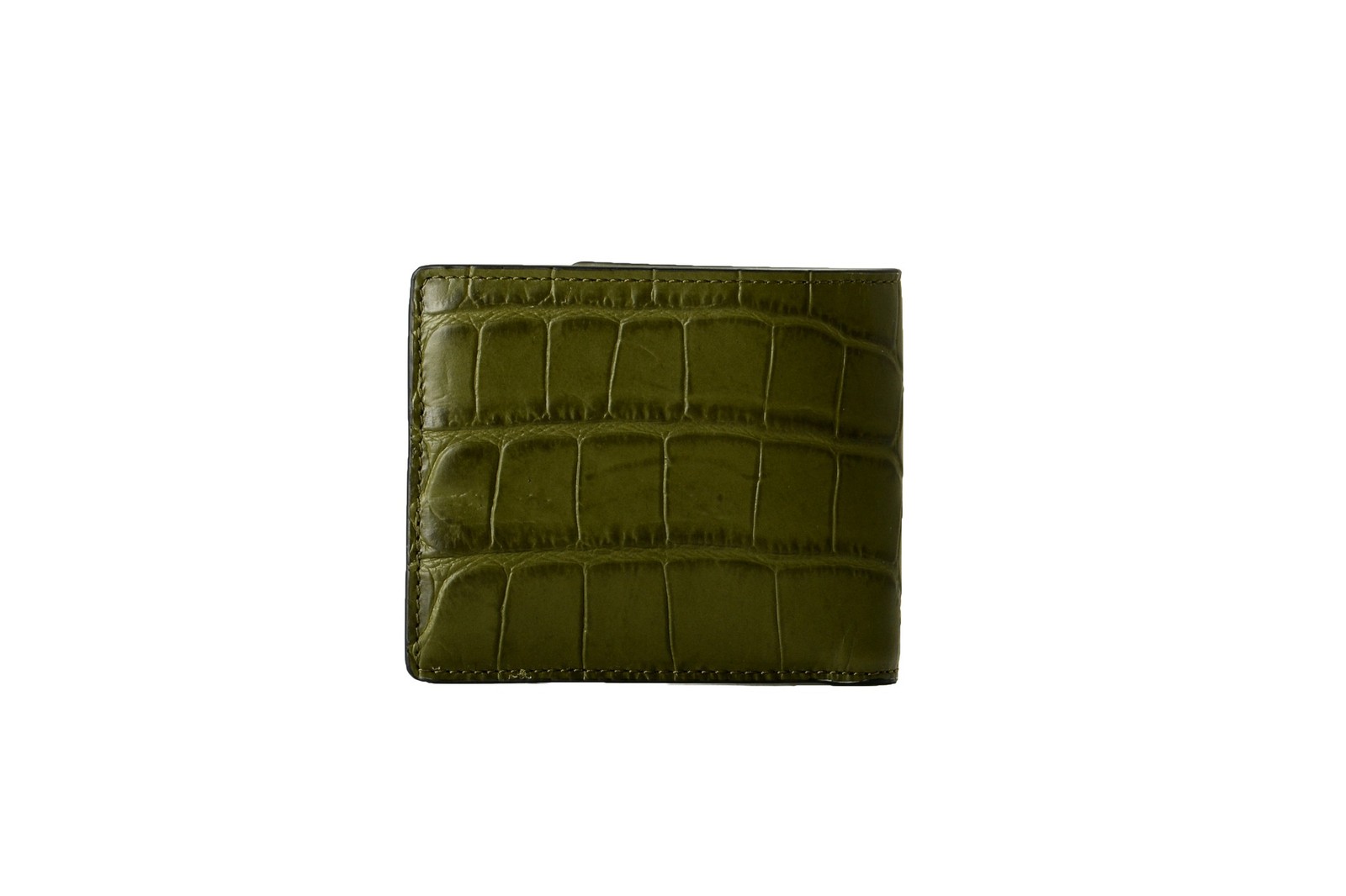 Versace 100% Leather Croc Print Gold Medusa Head Bifold Wallet W/Coin Pocket