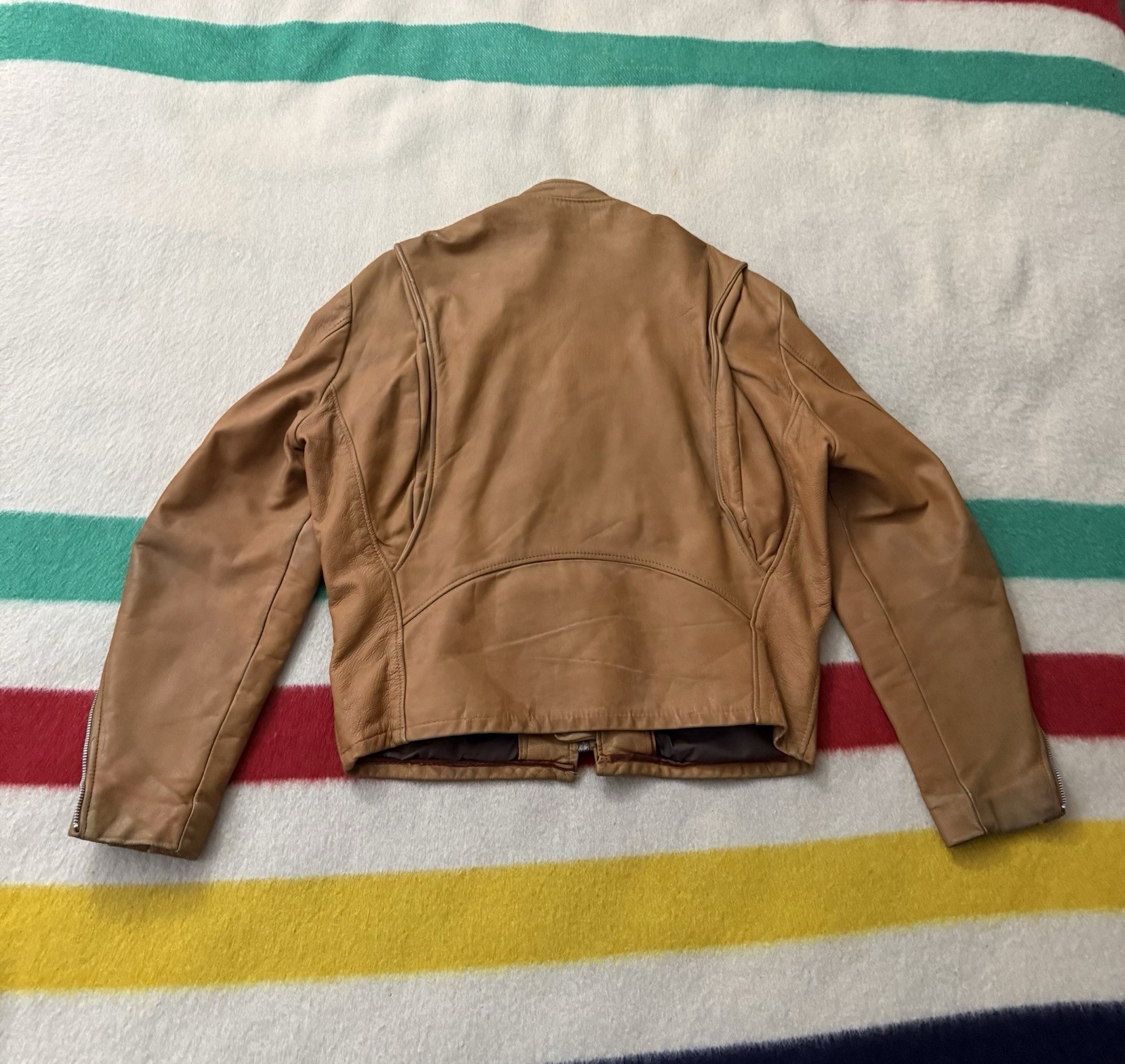 Vintage 50s 60s Lesco Leathers? Tan Beige Cafe Racer Jacket 42 Small Medium