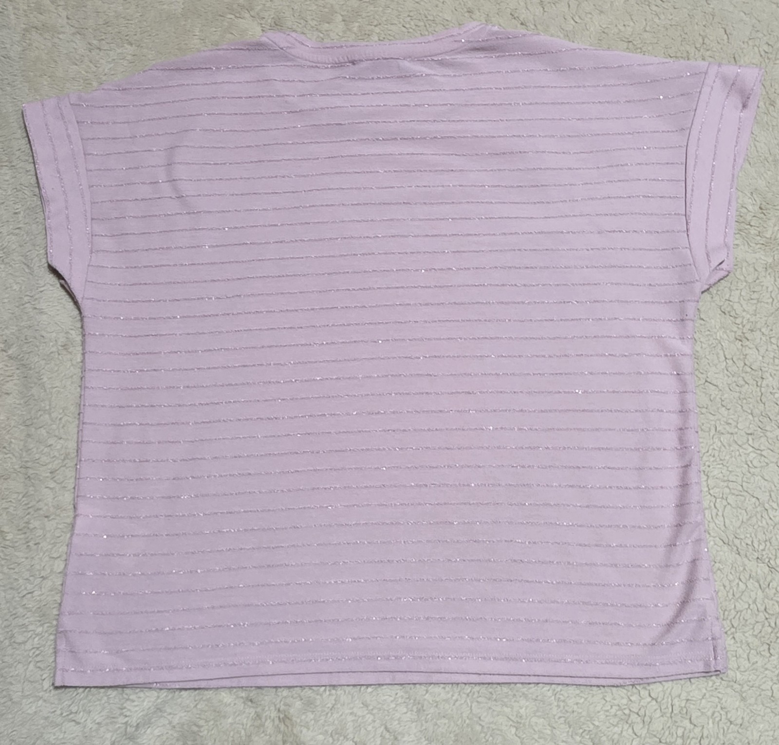 Ellen Tracy Women’s Pink Striped Metallic Short Sleeve T-Shirt Size XL