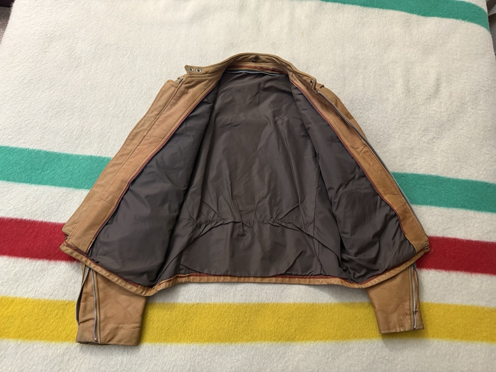 Vintage 50s 60s Lesco Leathers? Tan Beige Cafe Racer Jacket 42 Small Medium