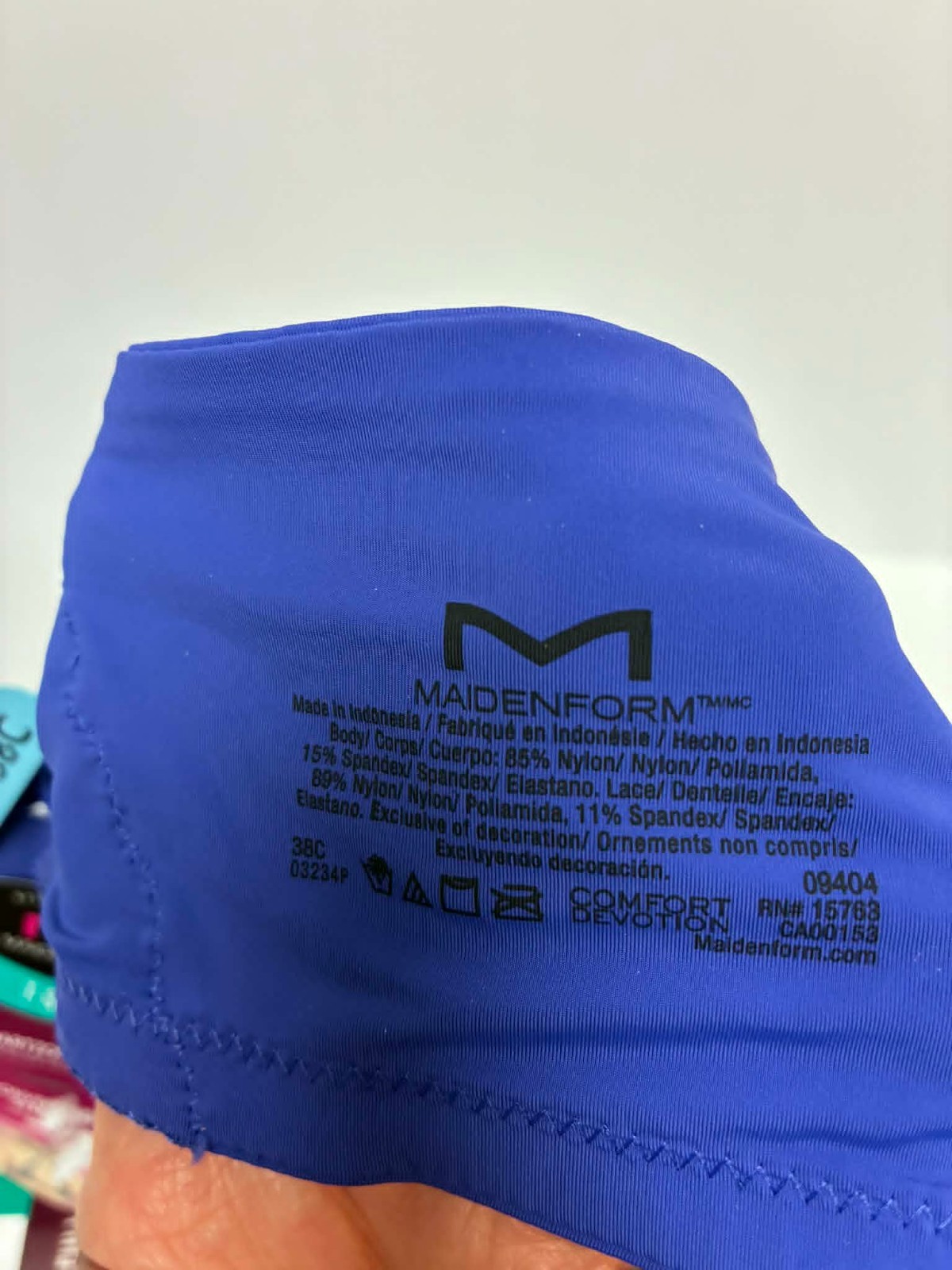 Maidenform Comfort Devotion Full Coverage Bra 38C Blue T-Shirt Bra Lace Trim NWT