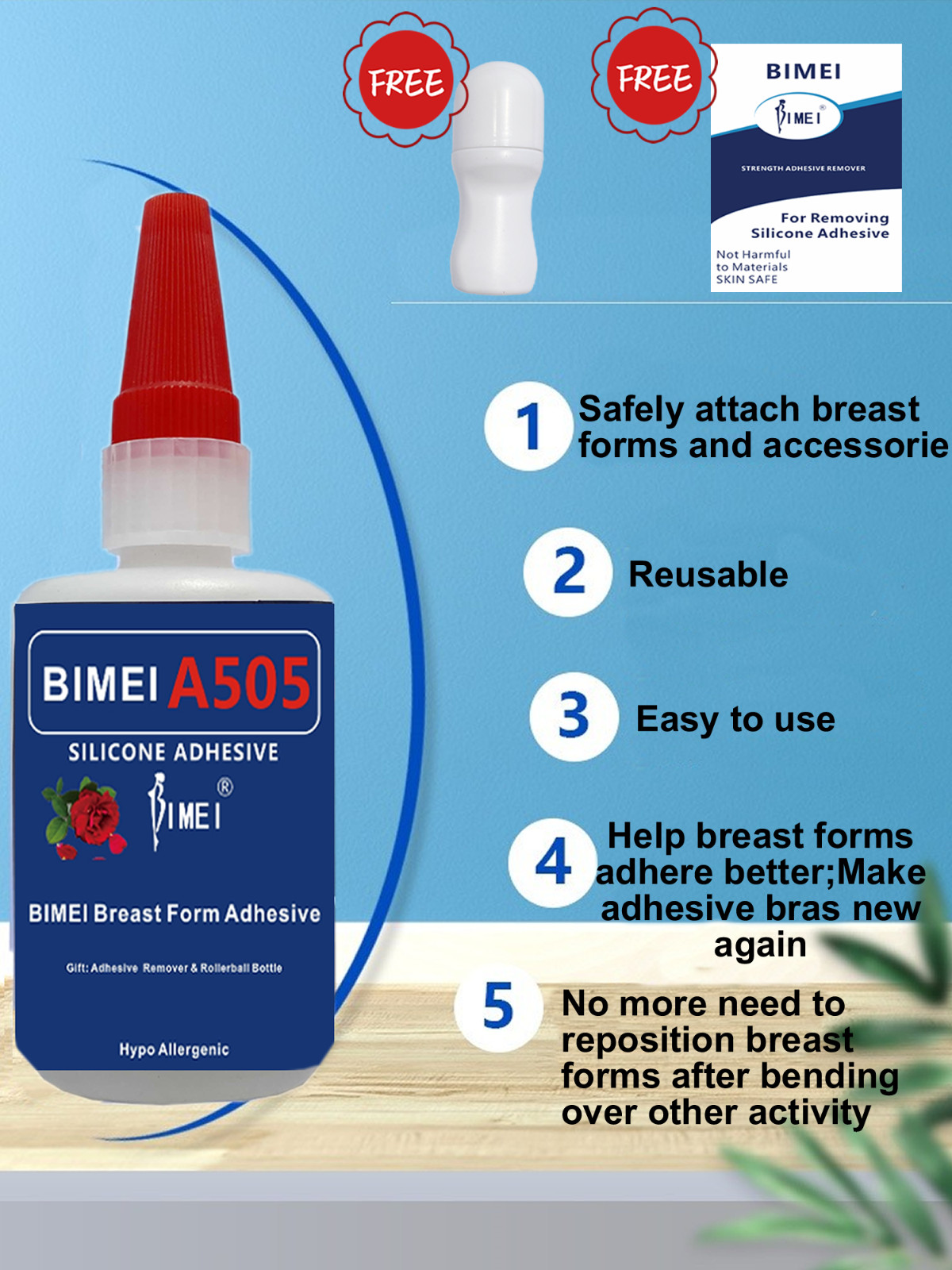 BIMEI Breast Form Adhesive Glue Strength to go Braless Silicone Adhesive Remover