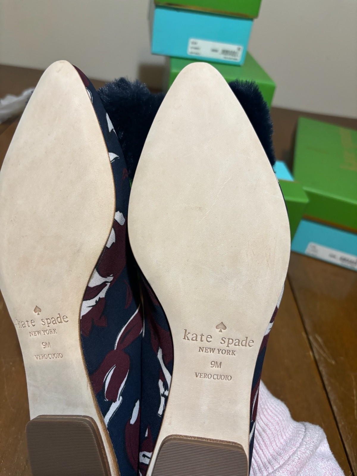 Kate Spade New York Elen Fox Glen Fabric Flats with Bow Navy Women Size 8,8.5,9