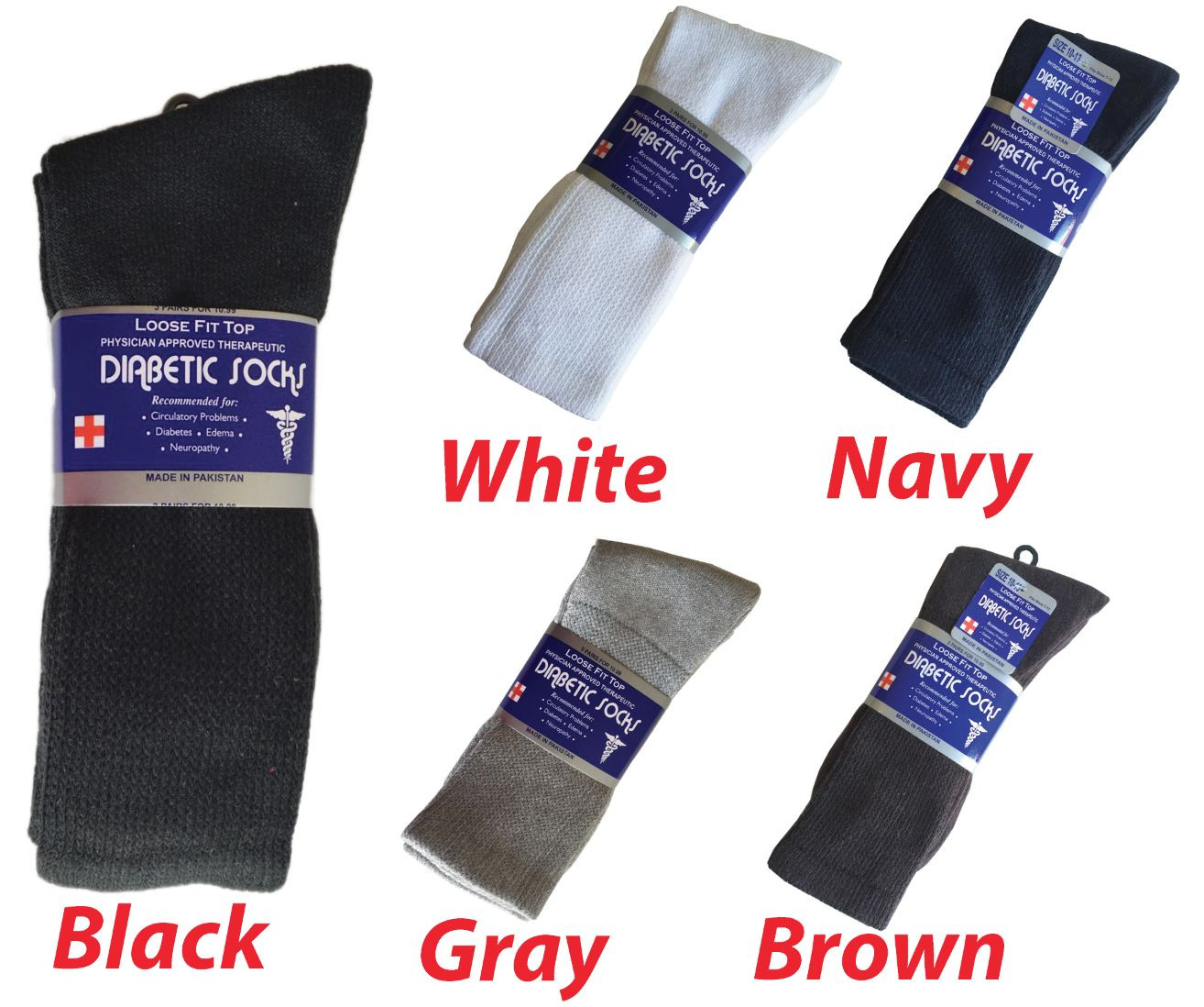 3, 6, or 12 Pairs Diabetic CREW circulatory Socks Health Men’s Cotton ALL SIZE