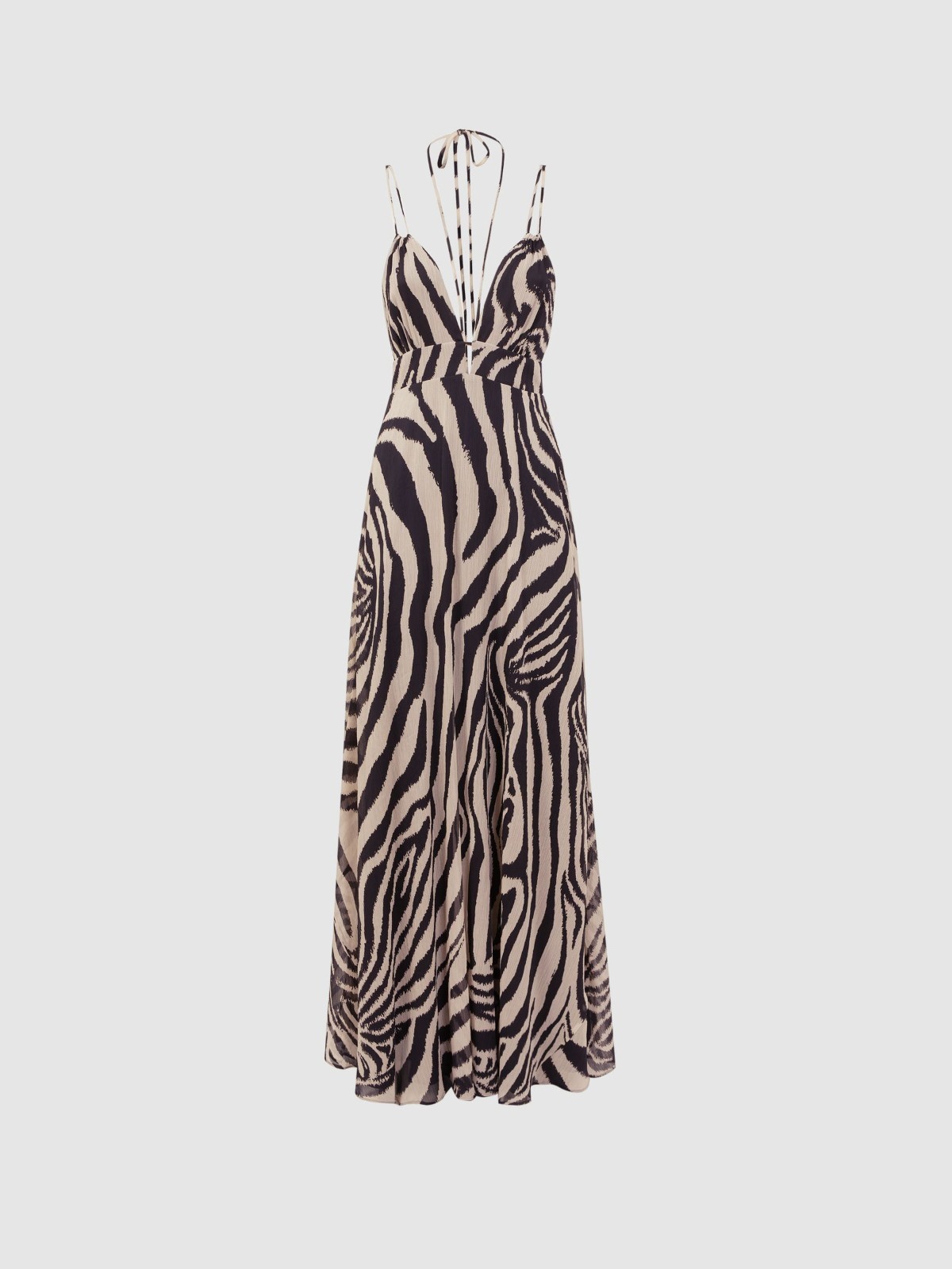 REISS Womens Vida Zebra Print Maxi Dress in Black/White Size 14
