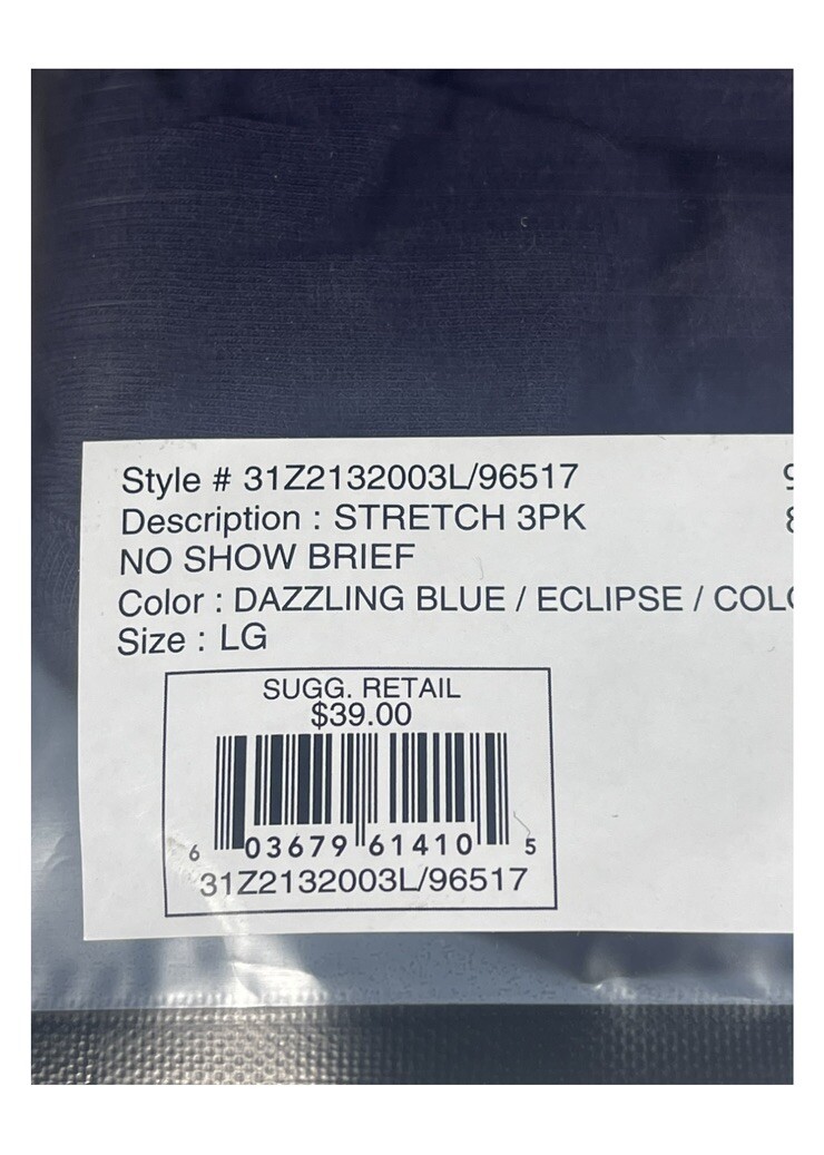 NWT 2(x)ist. 3 Pack. Breathable Stretch No Show Briefs. Blue. MSRP $39.00