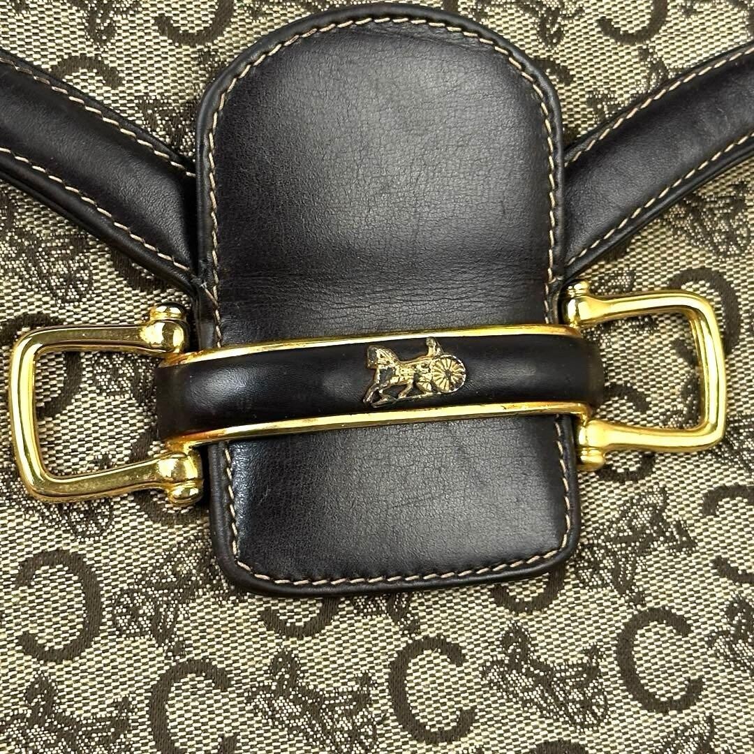 CELINE Shoulder bag C Sulky Macadam canvas leather Vintage Auth From Japan