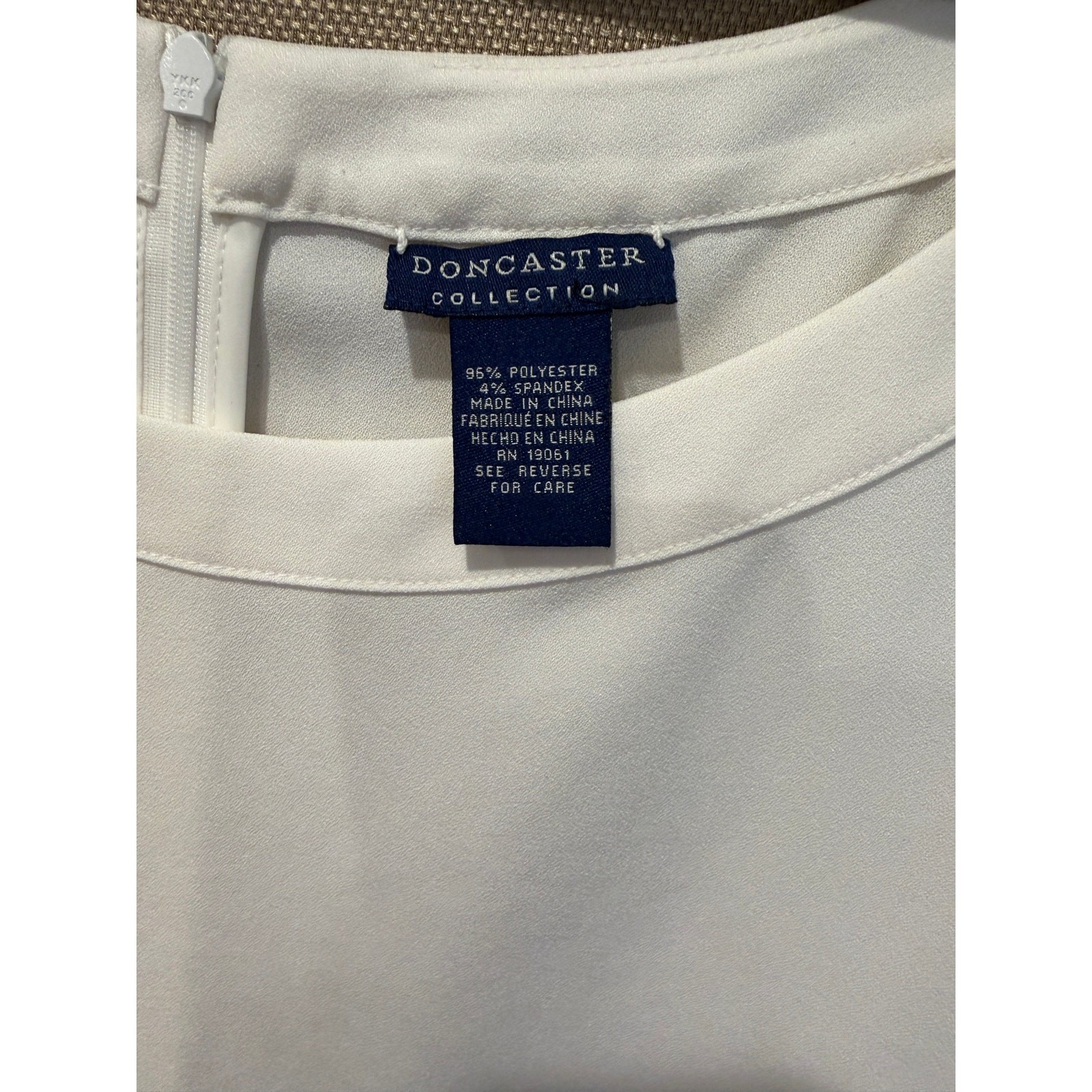 Doncaster Classic White Back-Zip Women’s 90’s Business Style Top | Size 14