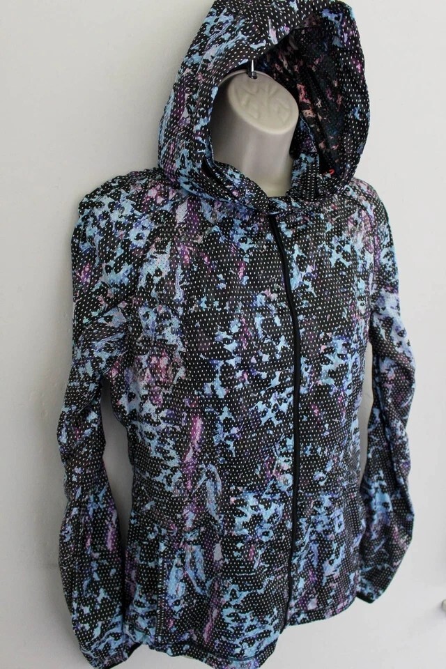 Lululemon 8 Back Pack It Wind Jacket Floral Sport Tranquil Blue Multi W4H45S