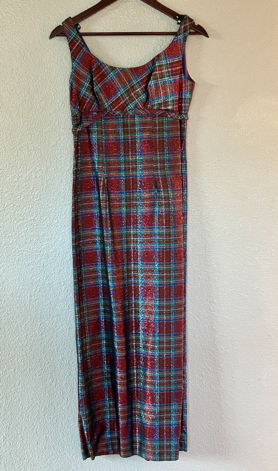 Vintage 50s Peter Robinson Plaid Empire Waist Holiday Party Dress US Size 4