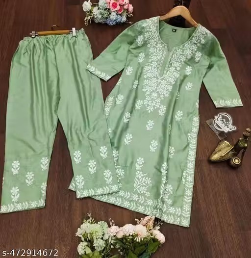 Readymad Chikanakari Kurta/kurti and plazoo Set for Women’s Party Festive Outfit