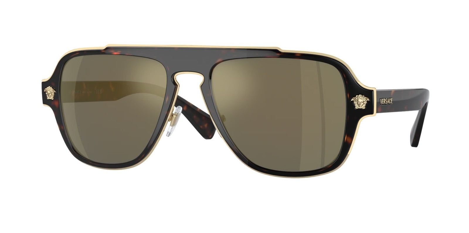 VERSACE VE2199 12524T Dark Havana Dark Grey Mirror Gold 56 mm Men’s Sunglasses