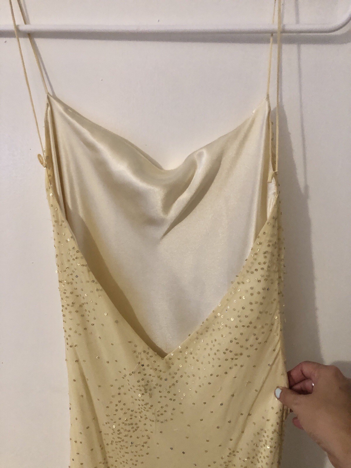 Vintage Laundry by Shelli Segal Silk Butter Yellow Midi Dress Size 10 Y2K Fairy