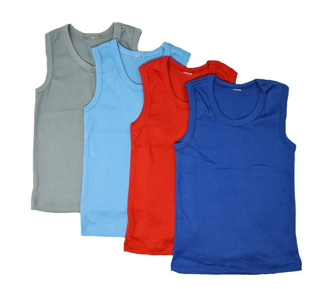 4 Boy’s Tank Top Solid Ribbed Colors Undershirts Toddler 1 2 3 4 5 6 8 10 12