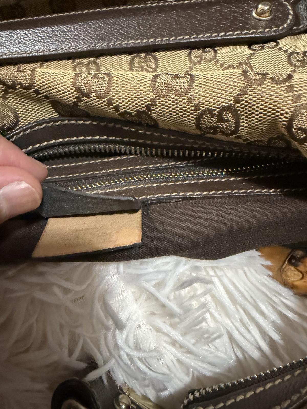 Vintage Gucci GG Monogram Bamboo Amalfi Brown Medium hobo Shoulder Bag
