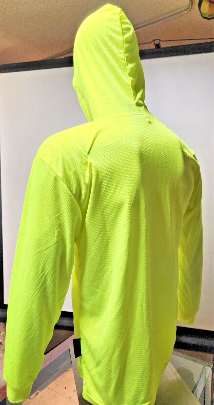 Yellow Long Sleeve Safety Shirt With Hoodie, Quick Dry Polyester Birdeye mesh