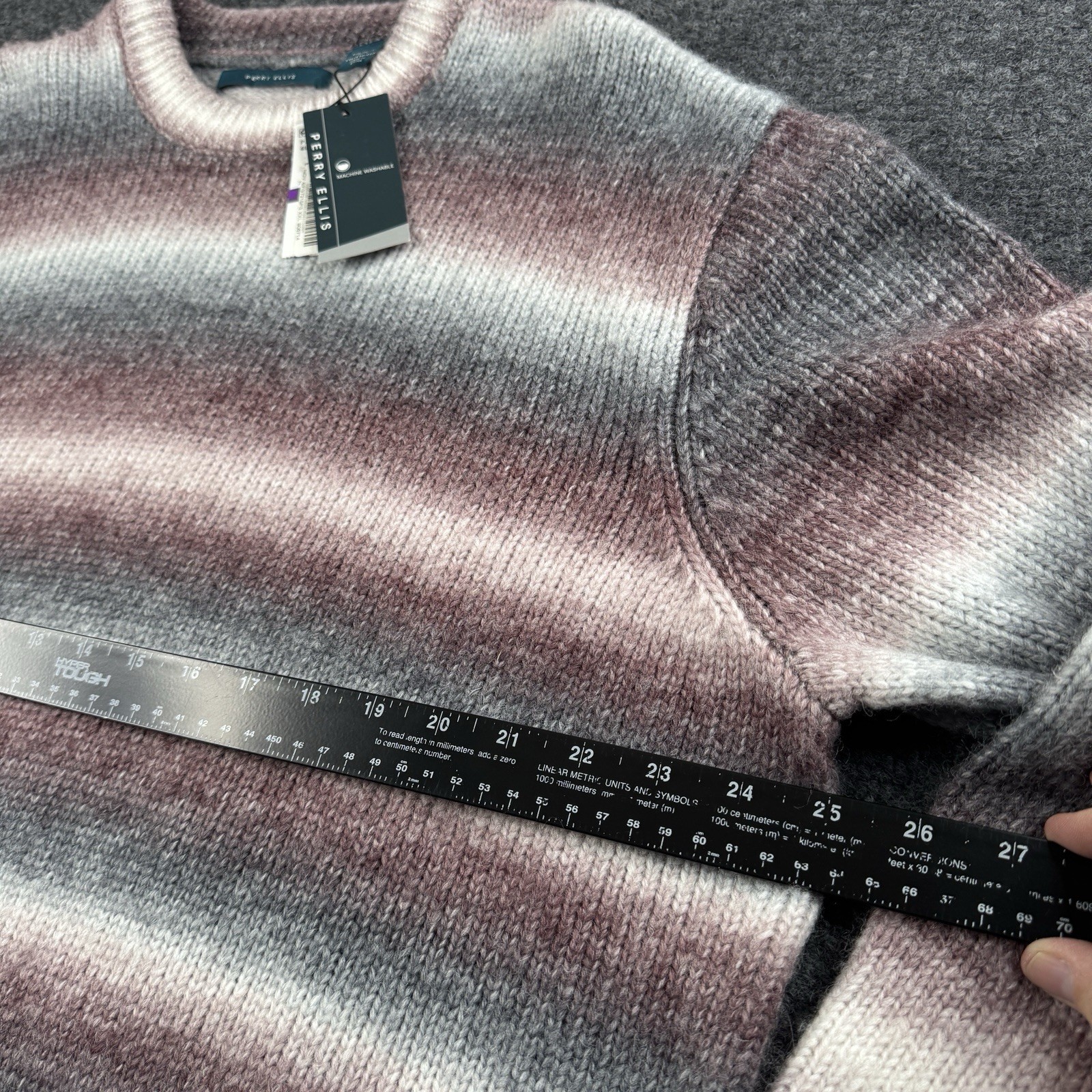 Perry Ellis Mens Sweater Red/Purple Gradient Pullover XXL Acrylic Blend NWT