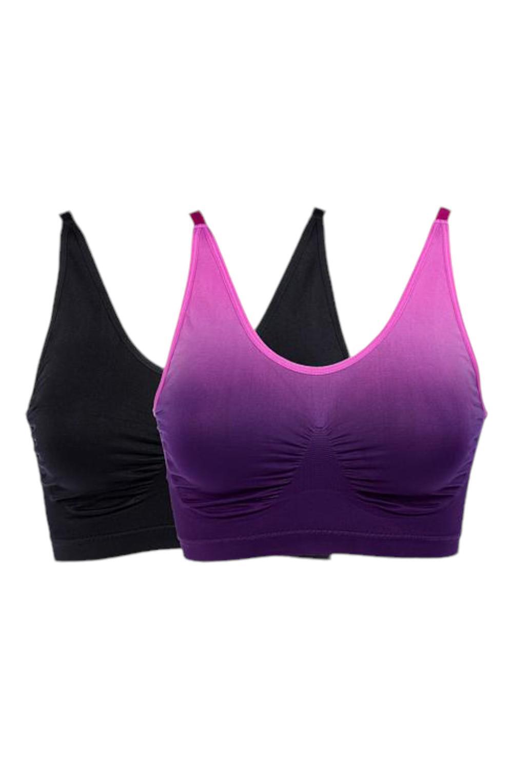 Rhonda Shear 2-pack Ombre Seamless Ahh Bra Purple Ombre/Black