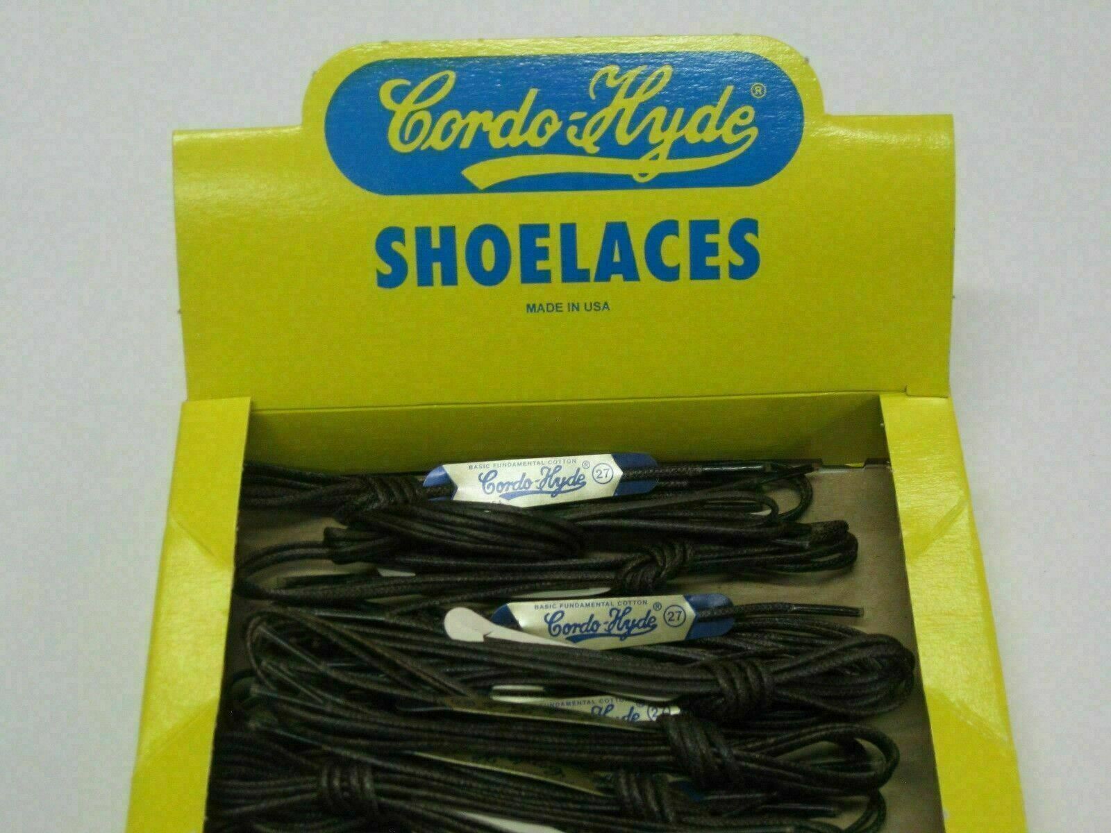 1 Pair – Wax Shoe Laces Thin Round Waxed Cordo Hyde – Made in USA – Dress Shoe