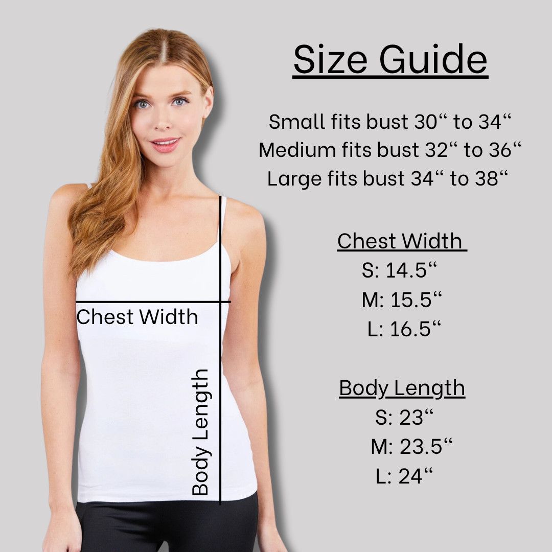 Cami Tank Adjustable Spaghetti Strap Cotton Fitted Sleeveless Top Shelf Bra