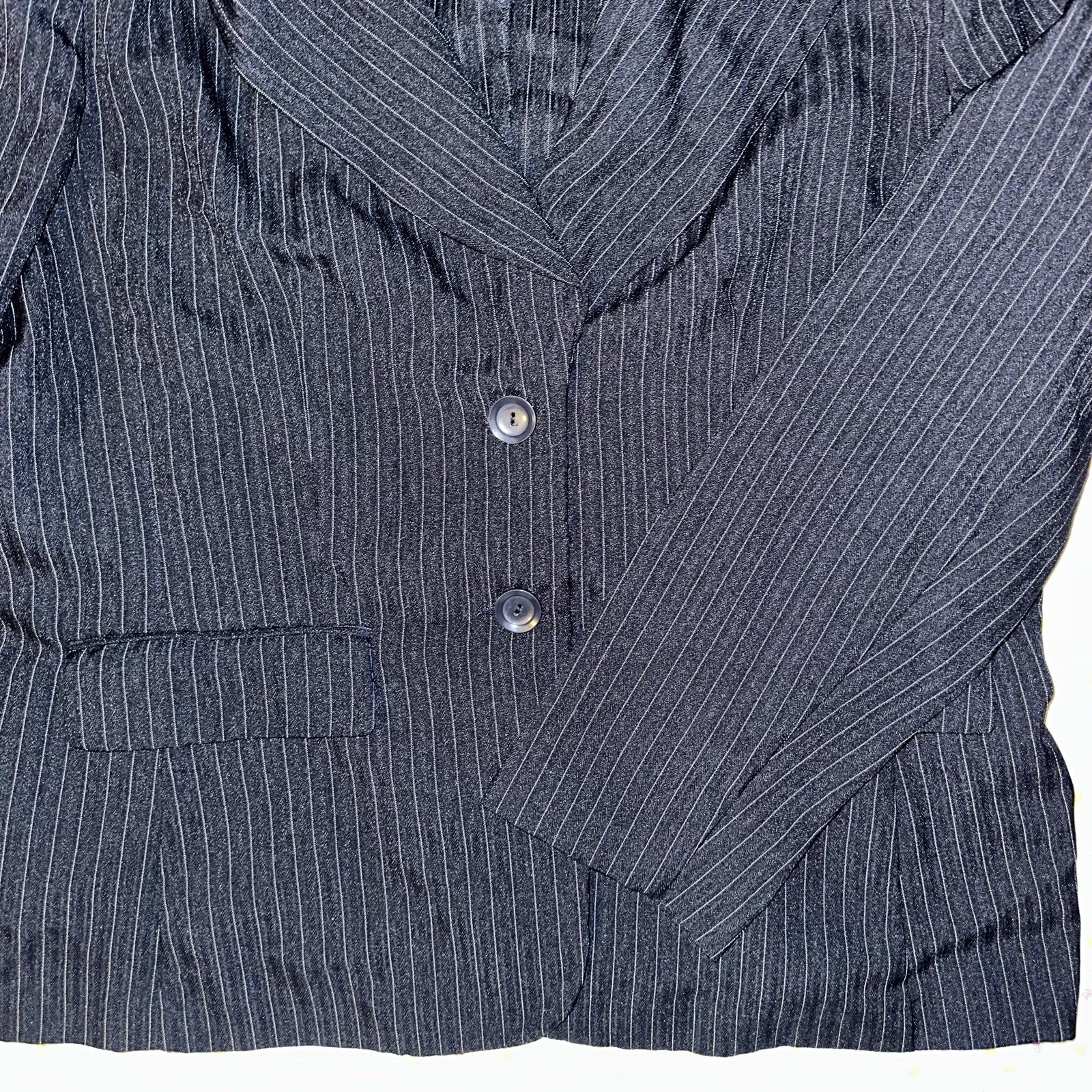 Lafont New York Women’s Black Pinstripe Blazer – Size 16 Notched Lapel