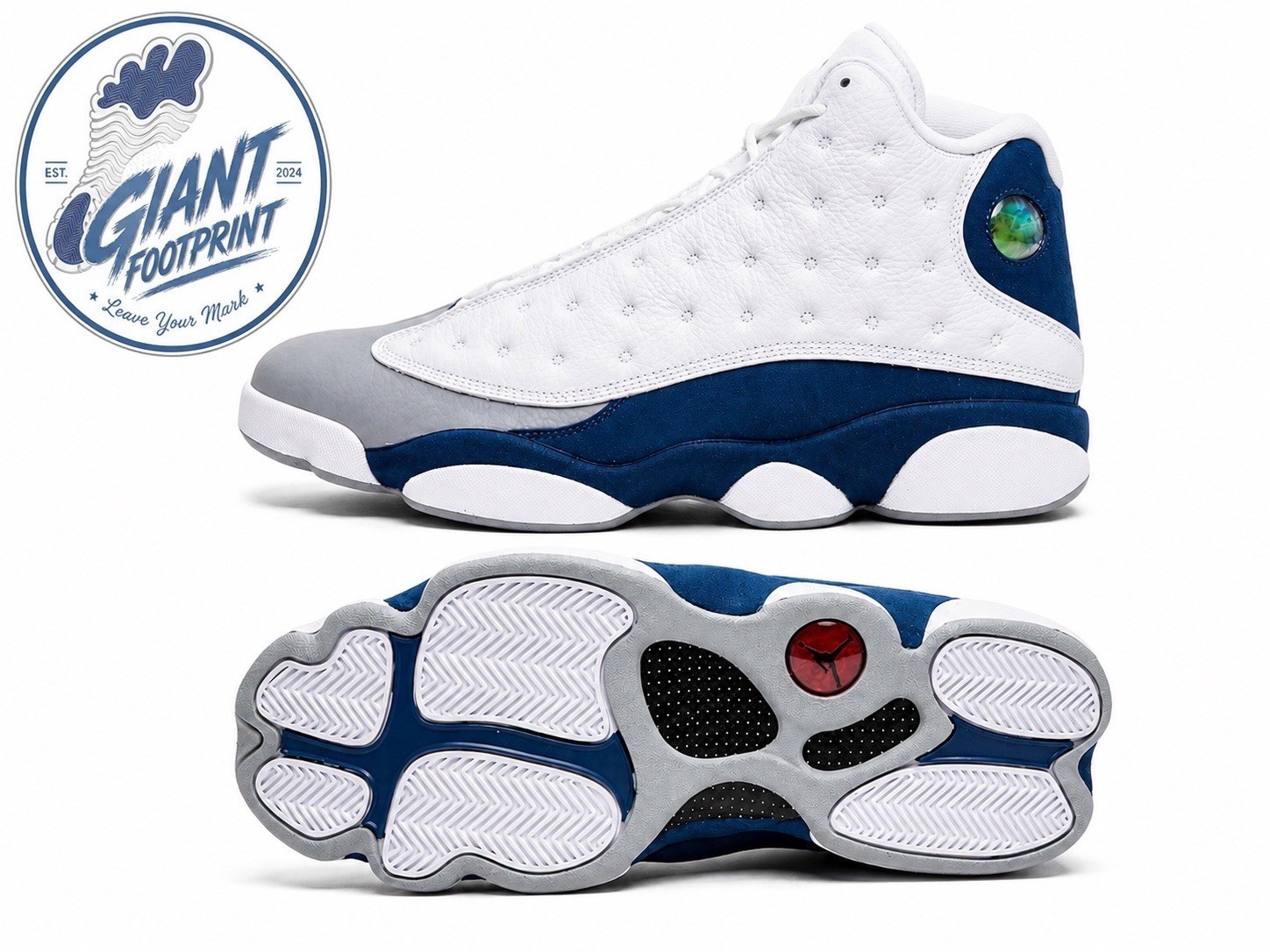 Jordan Air Jordan 13 White/Blue Men’s Mid Top Basketball Lace-Up Sneakers NIB