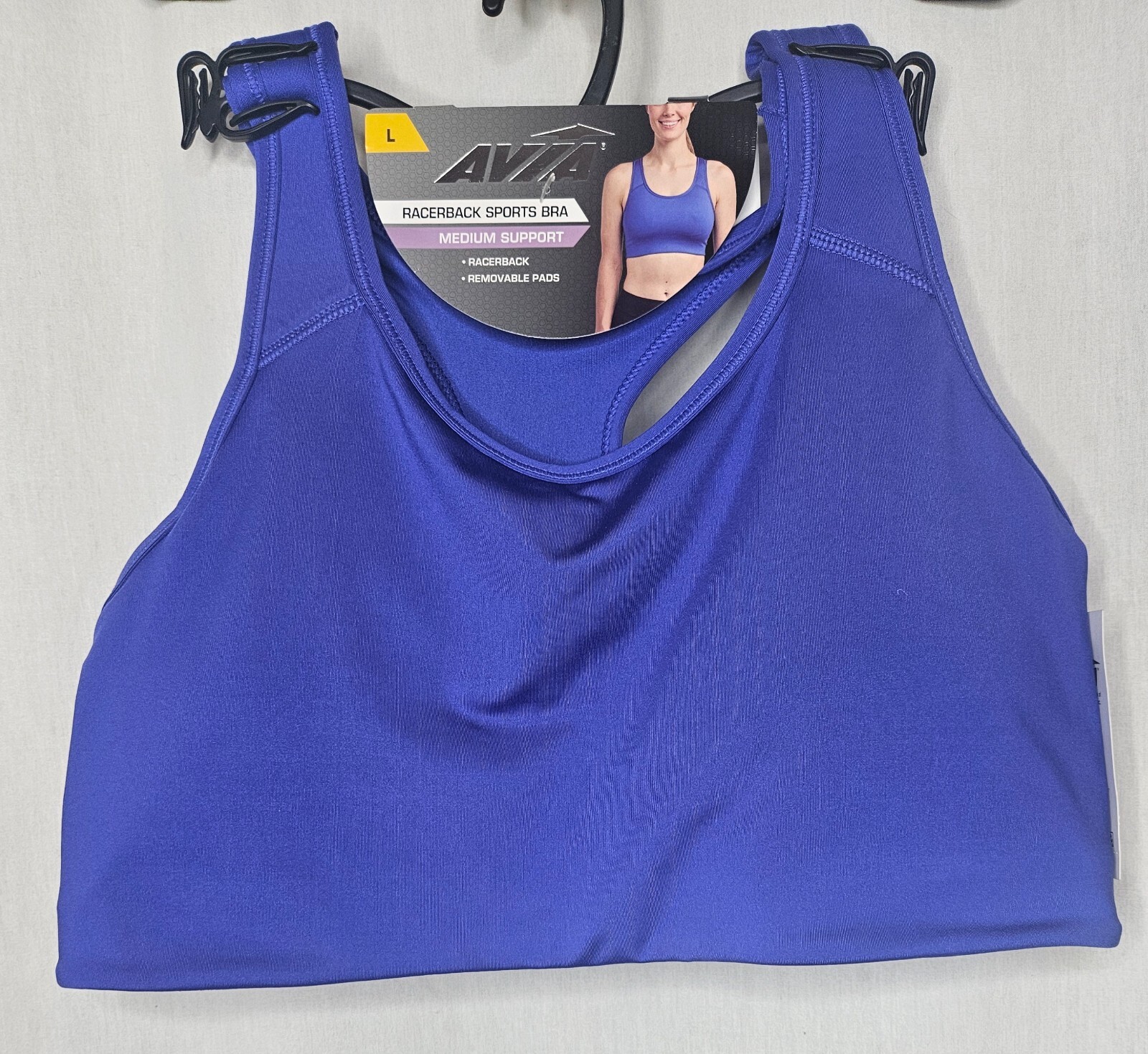Avia Women’s Racerback Sports Bra Medium Support Blue Peri Pop NWT