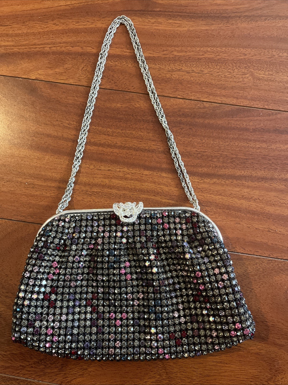 Beautiful Vintage Colorful Rhinestone clutch Made In West Germany READ