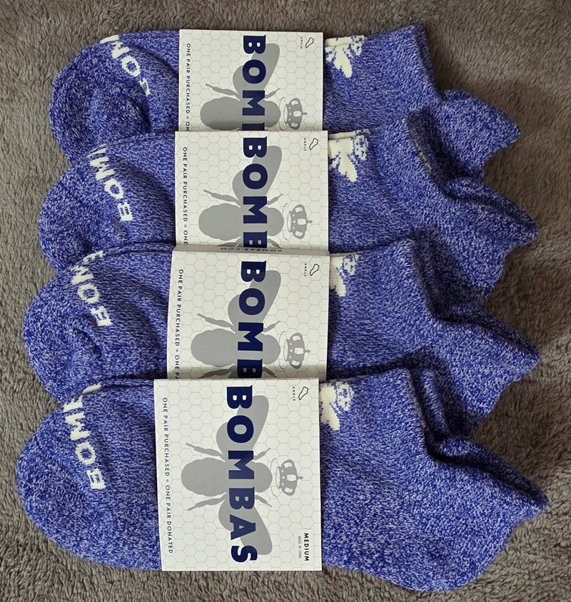 4-Pack (4 pairs) Bombas Marls Ankle Socks – Violet – Women’s Medium
