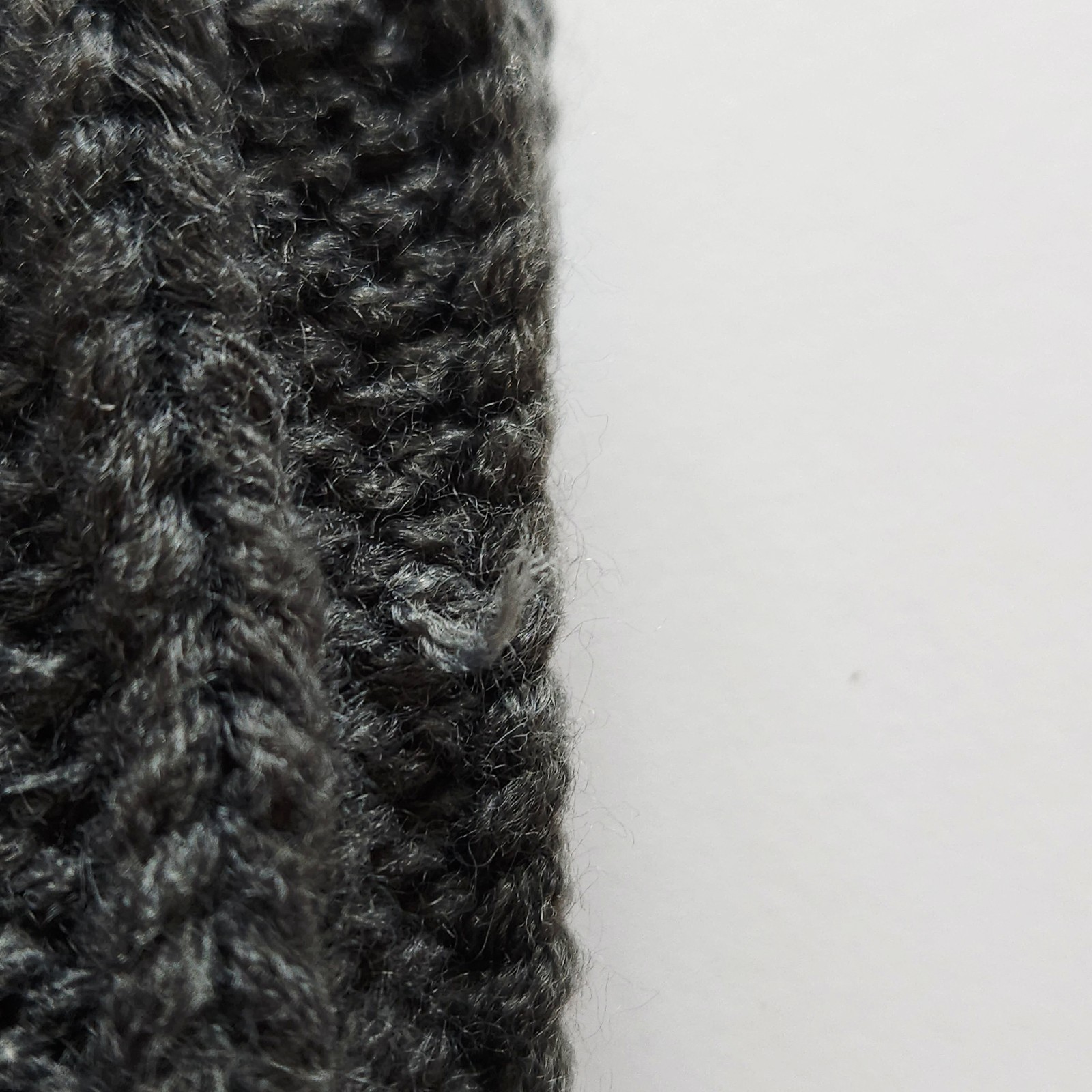Grey Cable Knit Hat with Fluffy Pom OS Beanie Cold Weather Cap Cottagecore