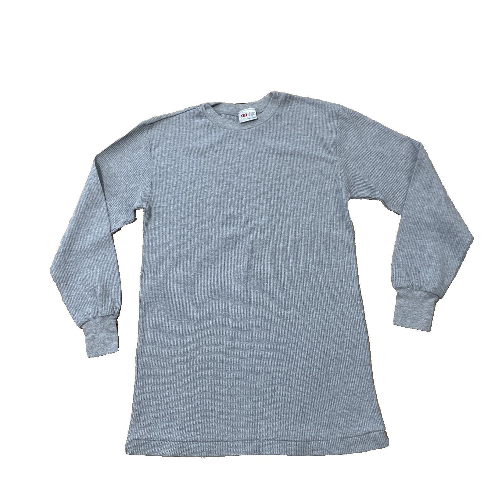 BYC Shirt Men L Light Gray Slim Thermal Waffle Knit Long Sleeve Skate Sk8 36″
