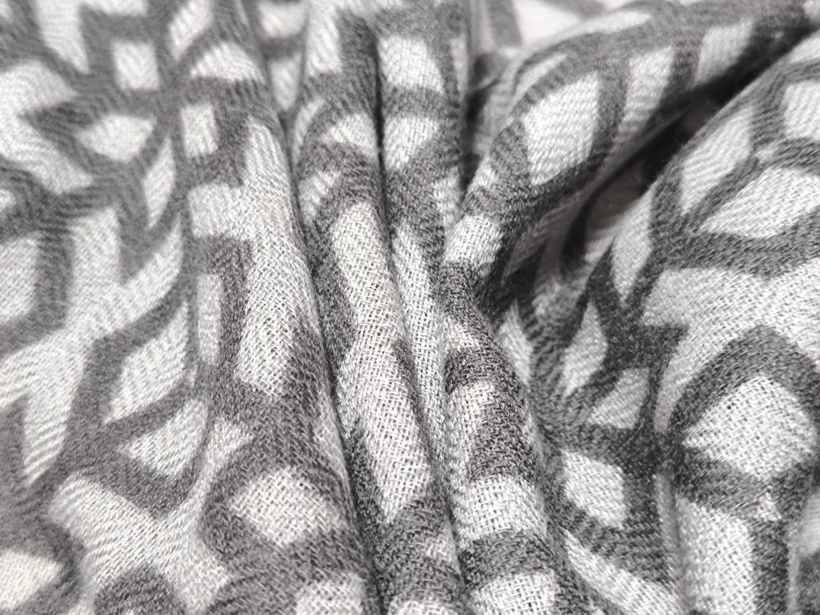 IRIS Von ARNIM Gray XL soft warm cashmere scarf stole geometric 51″