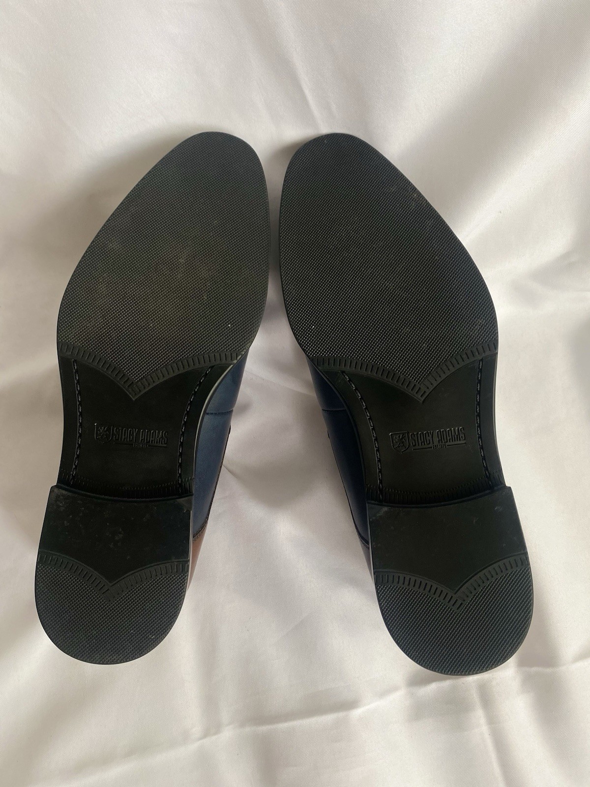 Stacy Adams Raythorne Cap Toe Double Monk Strap Navy Brown Leather Oxford Men 11