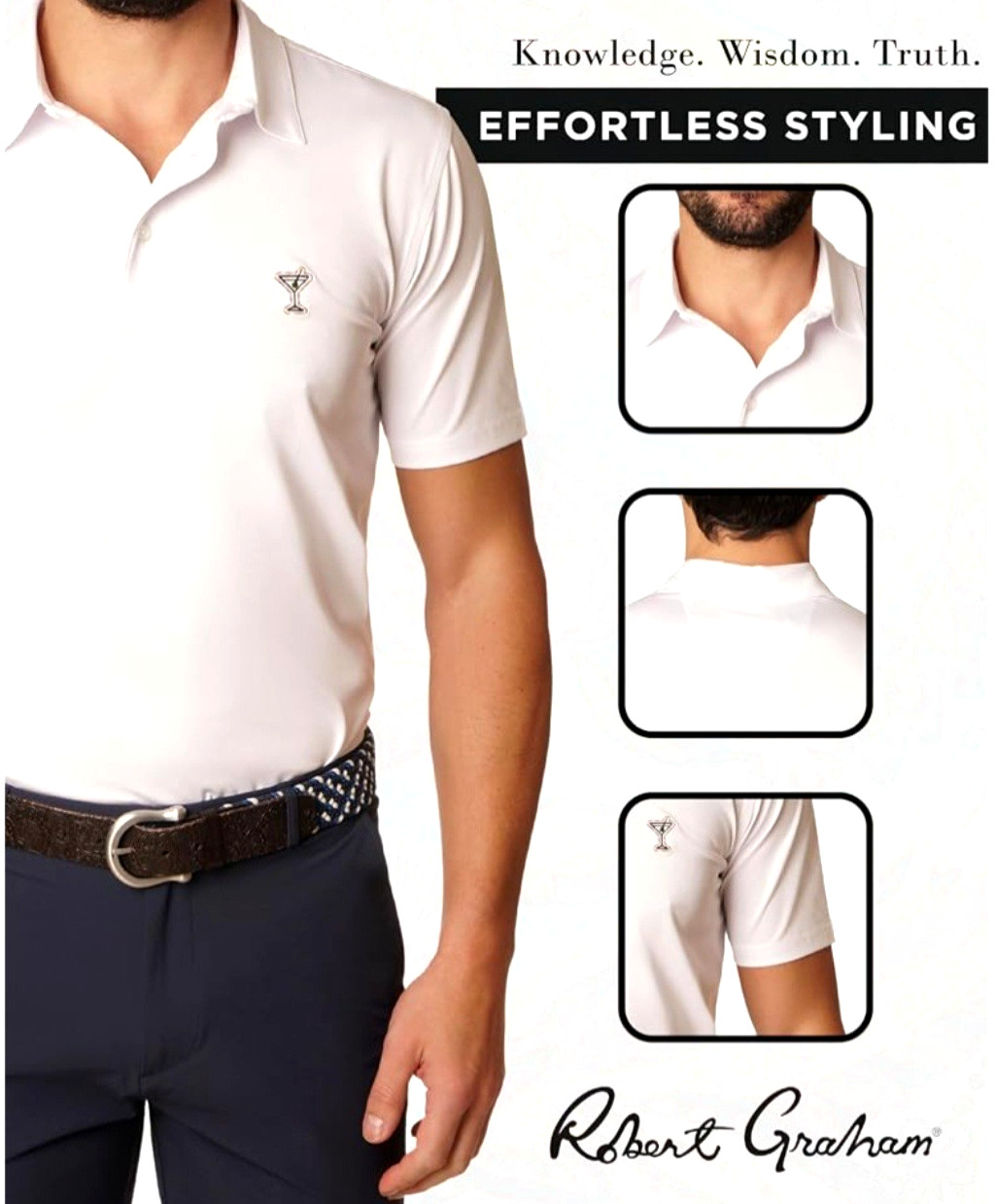 NEW ROBERT⛳️GRAHAM, MENS SIZE XL, MARTINI🍸TIME PERFORMANCE🌞UV⚪️POLO-MSRP$98.00