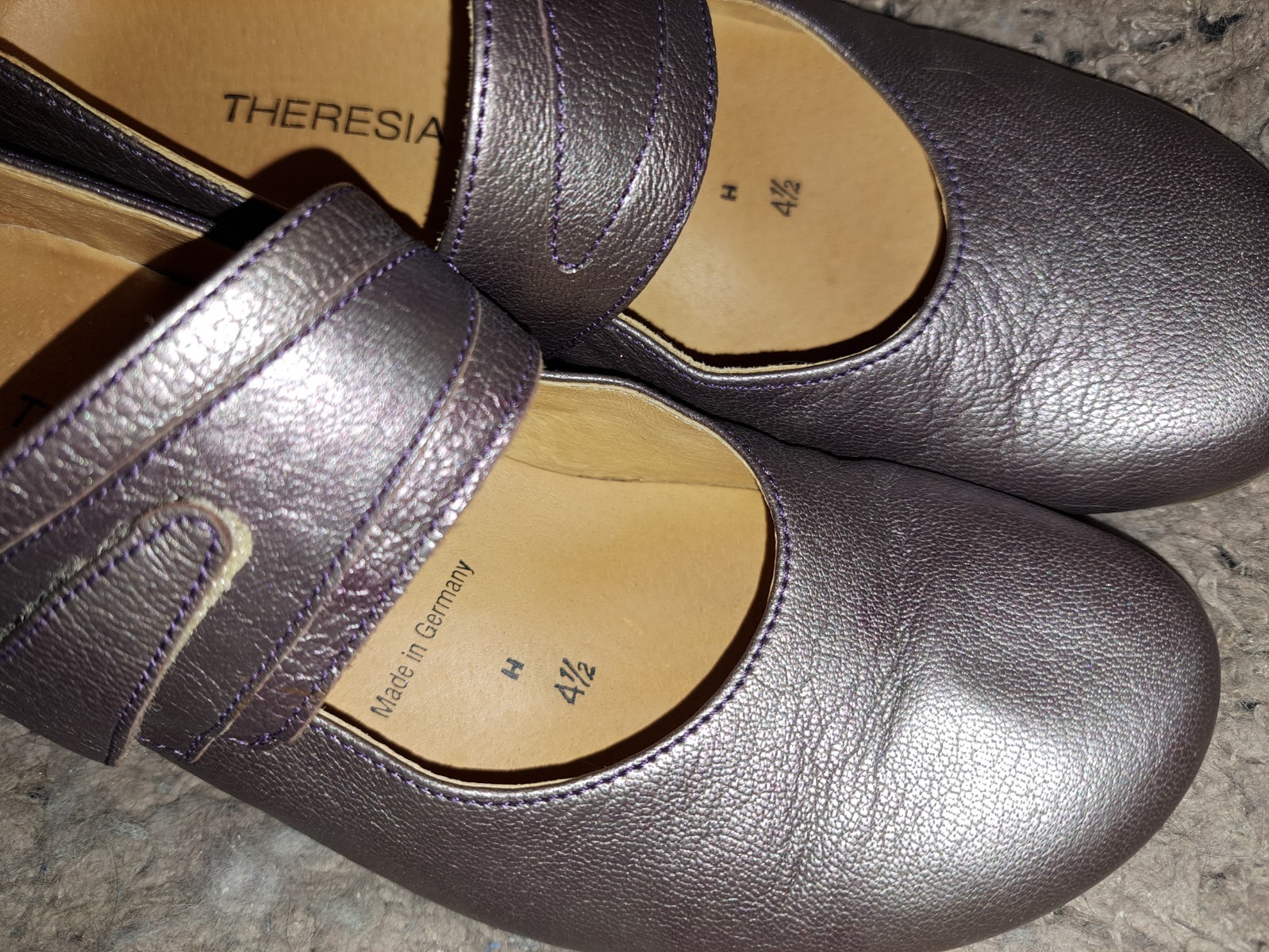 THERESIA M.-Metallic Leather Mary Janes-Strap/Heel-Size 4.5UK/6.5US-Near Mint