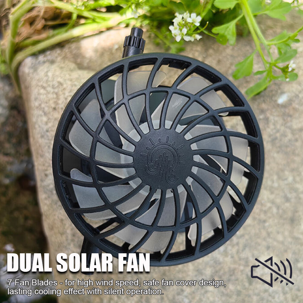 Outdoor Wide Brim Sun Hat with 2 Solar Fan UV Protection Hiking Camping Fishing