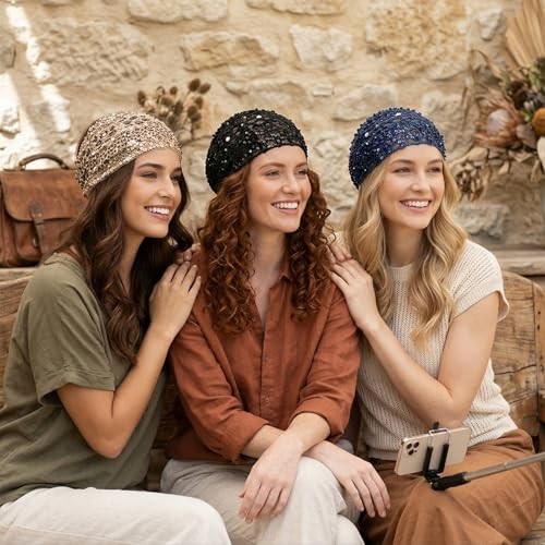 cobee 3 Pcs Elegant Lace Headbands for Women, Wide Boho Head Wrap with