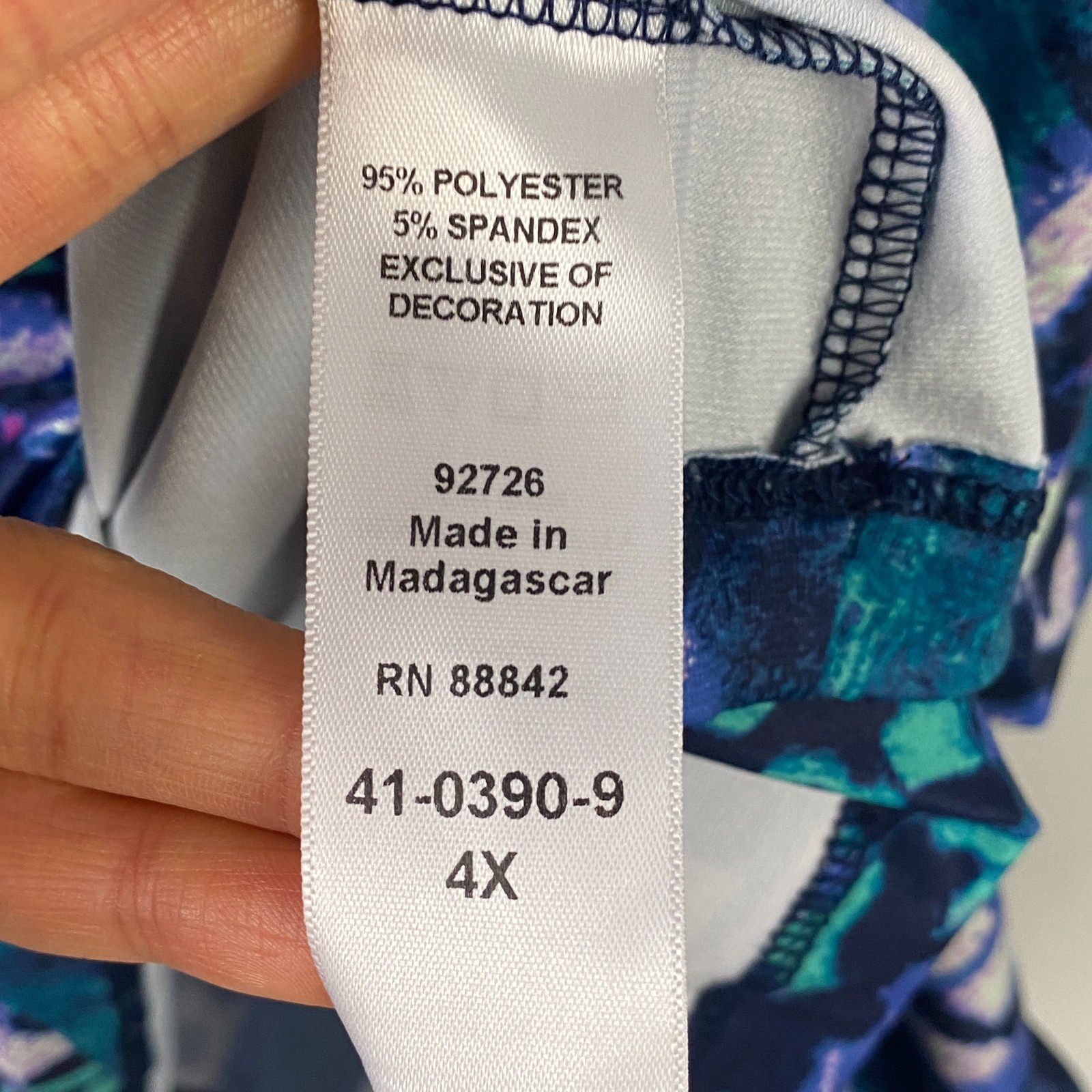Catherines Dream Drape Bella Crochet Trim Top Size 4X Blue 3/4 Bell Sleeve