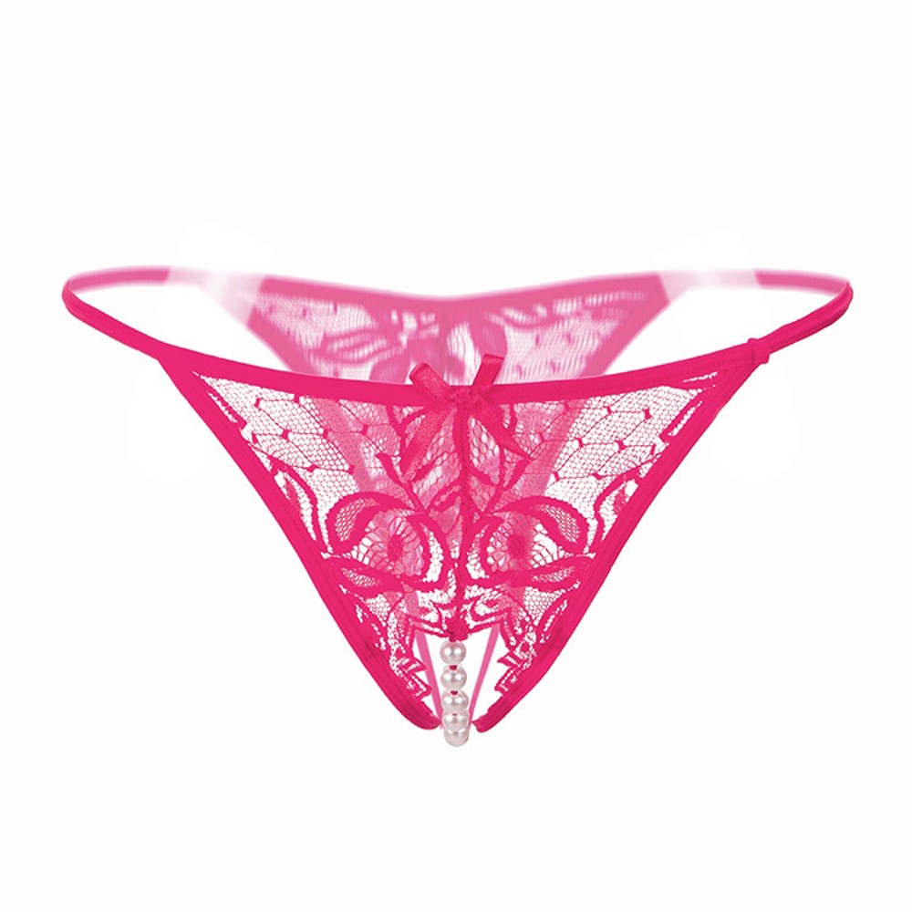 Sexy Women Lace Crotchles Thong G-String Pearl Panties Lingerie Ladies Underwear