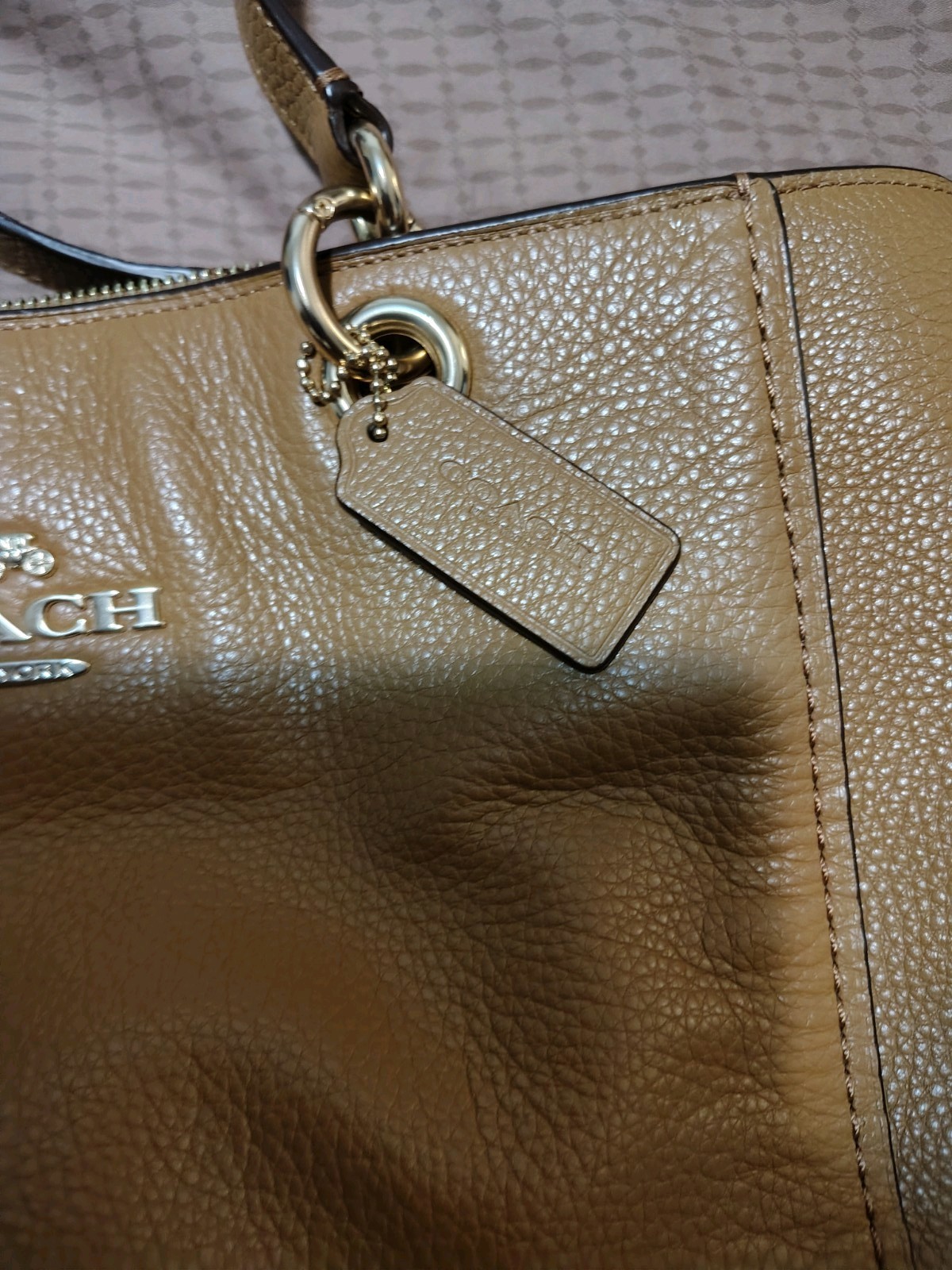 COACH BAG F76701 Jes Tote Saddle Brown Pebbled Leather Shoulder Bag Open Box