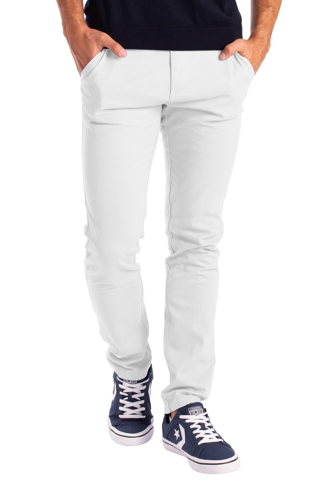 Mens Stretch Skinny Slim Fit Chino Pants Flat Front Casual Super Spandex Trouser