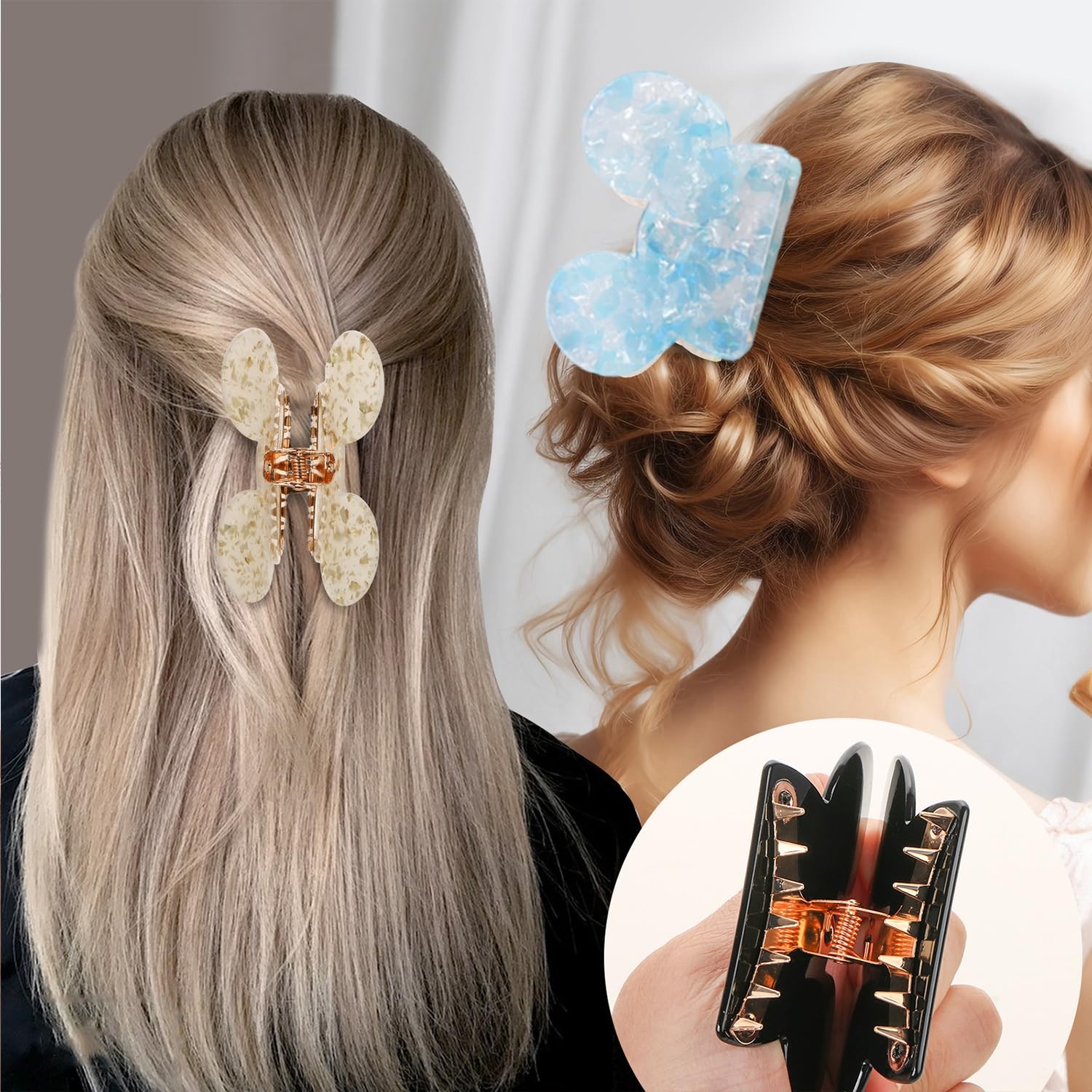 3Pcs Mouse Head Hair Clips, BENOSPACE Acrylic 1 Count (Pack of 1), colorful