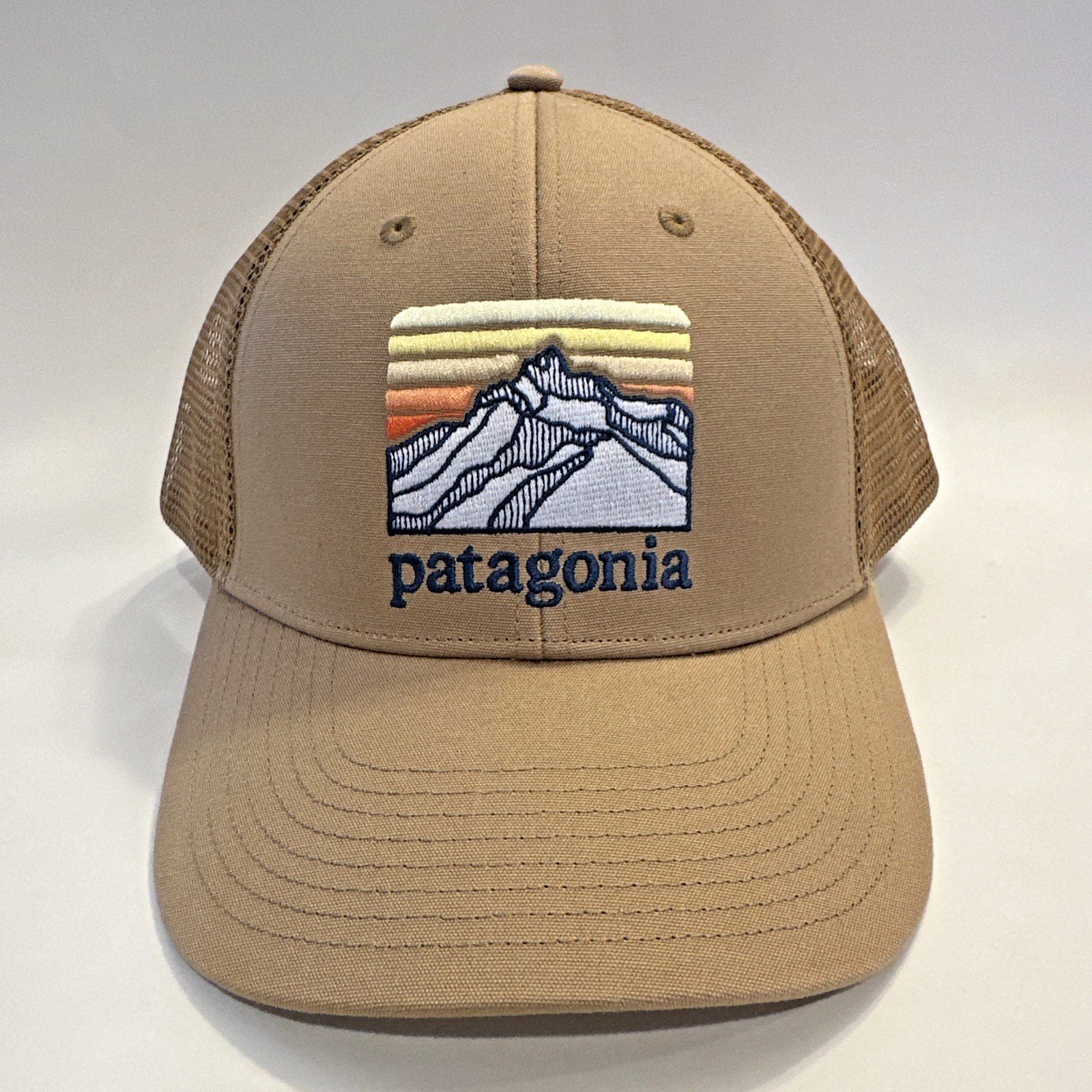 NWT Patagonia Line Logo Ridge LoPro Trucker Hat Grayling Brown NEW Cap Mesh Mens