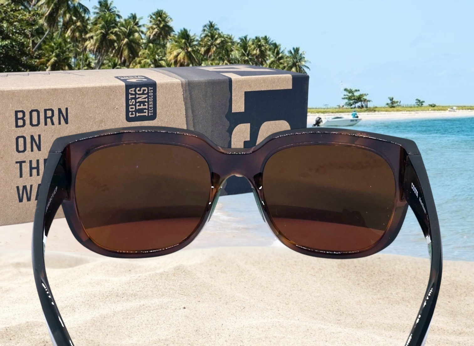 COSTA DEL MAR palm tortoise/green mirror WATERWOMAN polarized 580P sunglasses