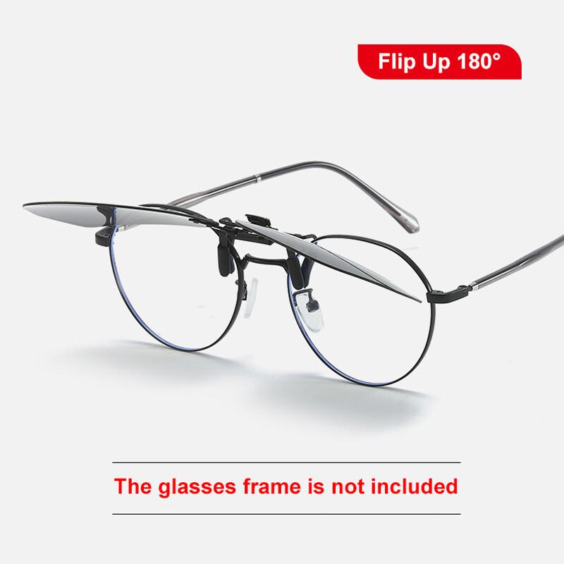 Polarized Clip-on Sunglasses Lightweight Rimless Flip Up Metal Lens for Glasses
