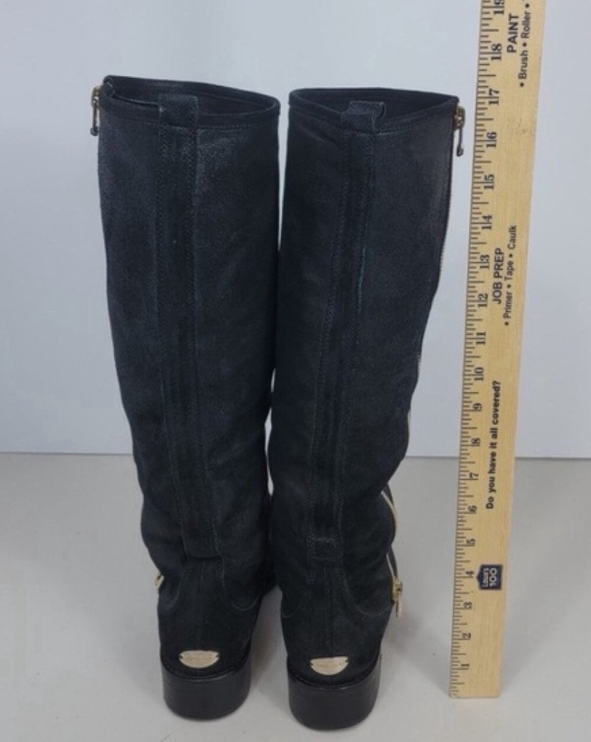 Jimmy Choo Doreen Rugged Suede Knee High Riding Boots Side Zip US 6 EU 37
