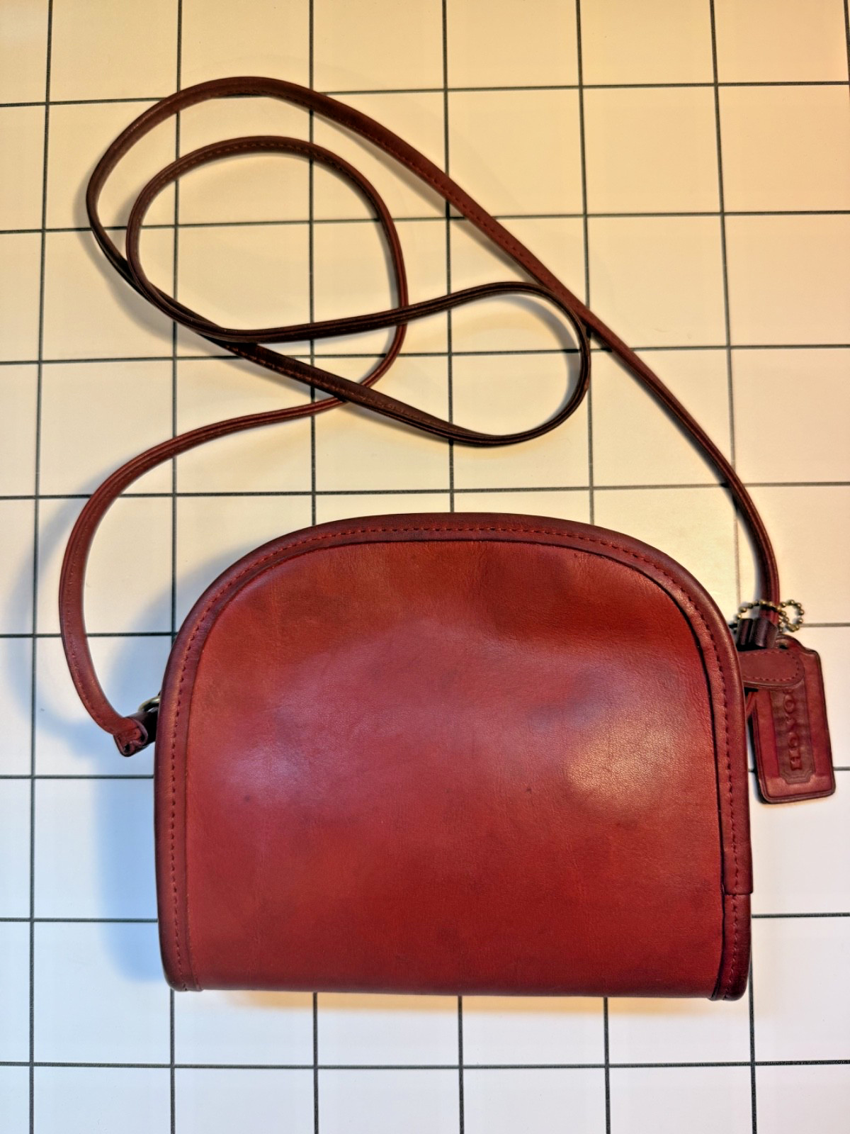 Vintage Coach 9017 Abbie Zip crossbody bag red leather 1997 – evening bag/clutch